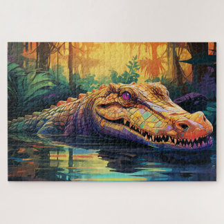 Amazon Croc: Jungle's Colourful Predator Jigsaw Puzzle