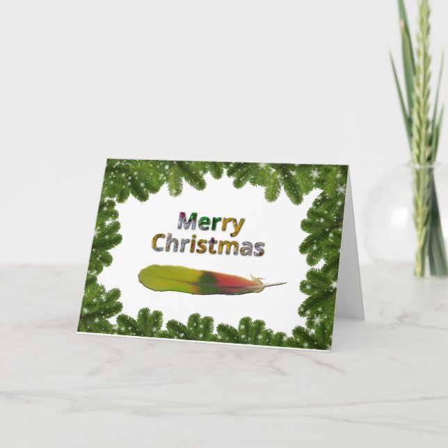 Amazon Parrot Feather Christmas Card (Front)