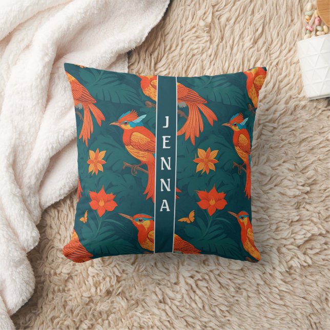 Amazonian Royal Flycatcher Retro Colourful Pattern Cushion (Blanket)