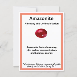 Amazonite Crystal stone meaning card