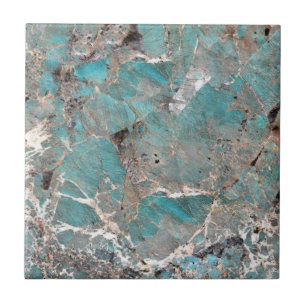 Amazonite Quartz Crystal Gemstone Print Ceramic Tile