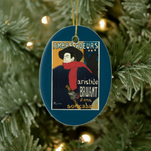 Ambassadeurs, Artistide Bruant by Toulouse Lautrec Ceramic Tree Decoration