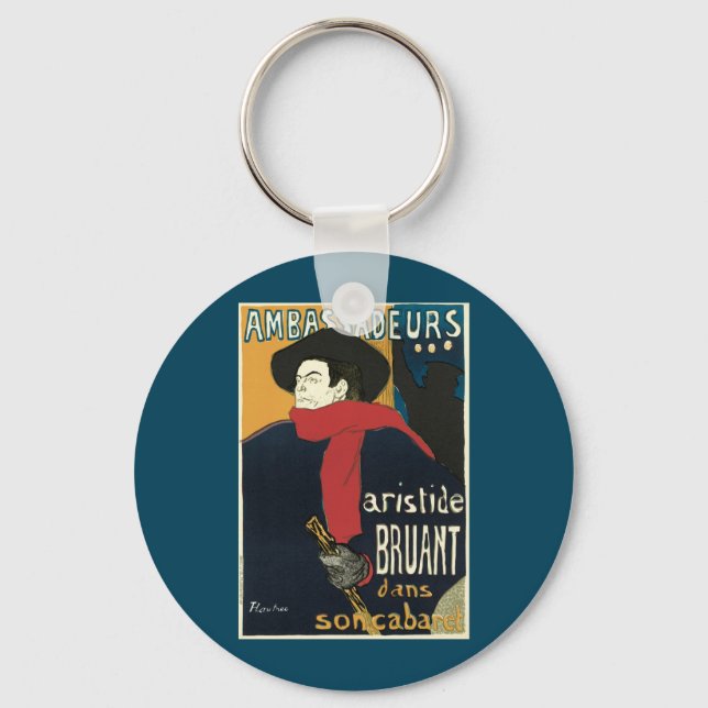 Ambassadeurs, Artistide Bruant by Toulouse Lautrec Key Ring (Front)