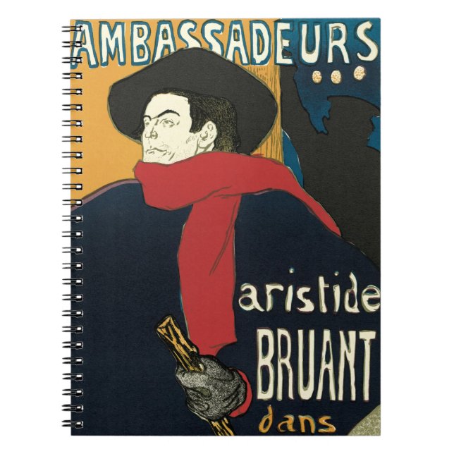 Ambassadeurs, Artistide Bruant by Toulouse Lautrec Notebook (Front)