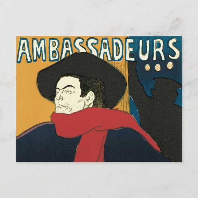 Ambassadeurs, Artistide Bruant by Toulouse Lautrec Postcard (Front)