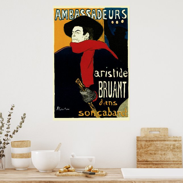 Ambassadeurs, Artistide Bruant by Toulouse Lautrec Poster (Kitchen)