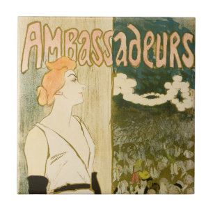 Ambassadeurs Yvette Guilbert by Theophile Steinlen Ceramic Tile