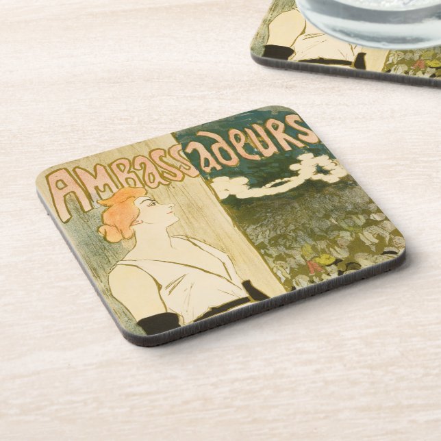 Ambassadeurs Yvette Guilbert by Theophile Steinlen Coaster (Left Side)
