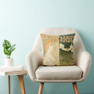 Ambassadeurs Yvette Guilbert by Theophile Steinlen Cushion