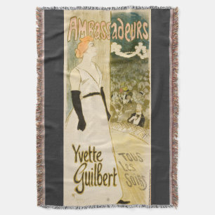 Ambassadeurs Yvette Guilbert by Theophile Steinlen Throw Blanket