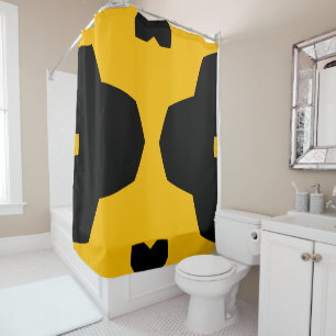 Amber and Black Geometric Shower Curtain