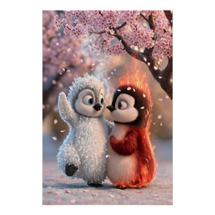 Amber and Frosty - in the Cherry Blossom Rain as a Poster
