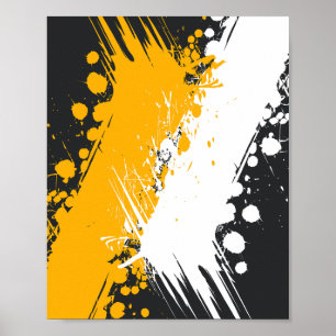 Amber and White Abstract Paint Splash  Poster