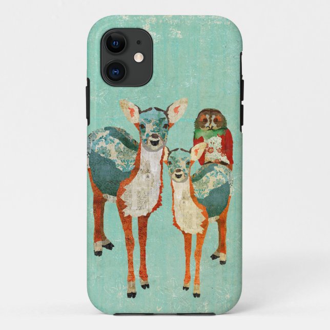 Amber & Azure Deer With Rose Owl iPhone Case (Back)
