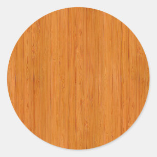 Amber Bamboo Wood Grain Look Classic Round Sticker