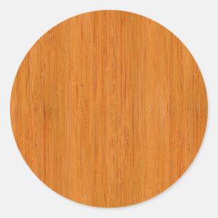 Amber Bamboo Wood Grain Look Classic Round Sticker