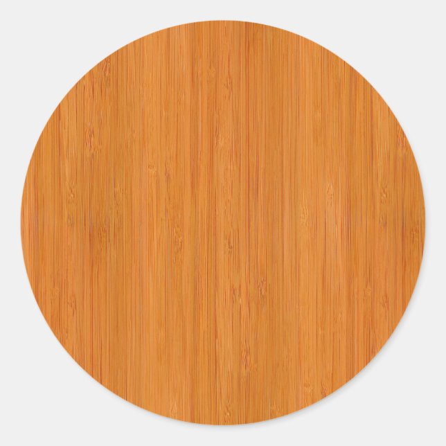 Amber Bamboo Wood Grain Look Classic Round Sticker (Front)