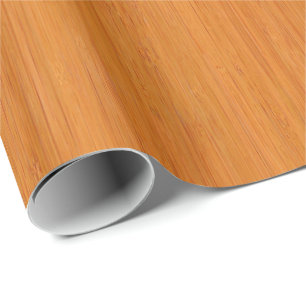 Amber Bamboo Wood Grain Look Wrapping Paper