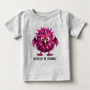 Amber - Big-Eyed Feathered Whimsical Monster Baby T-Shirt