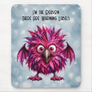 Amber - Big-Eyed Feathered Whimsical Monster Mouse Pad