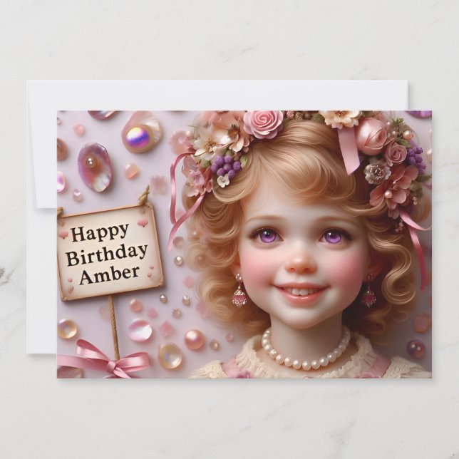 AMBER ~ Birthday Invitation ~ Customisable ~ (Front)