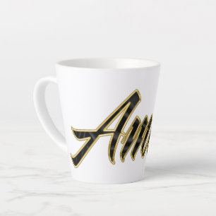 Amber black gold lettering Latte Tasse Mug