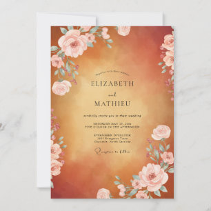 Amber Blush Rose Wedding Invitation