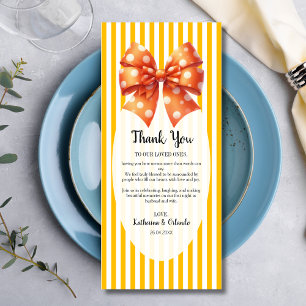 Amber Bow Wedding Place Setting Thank You Card