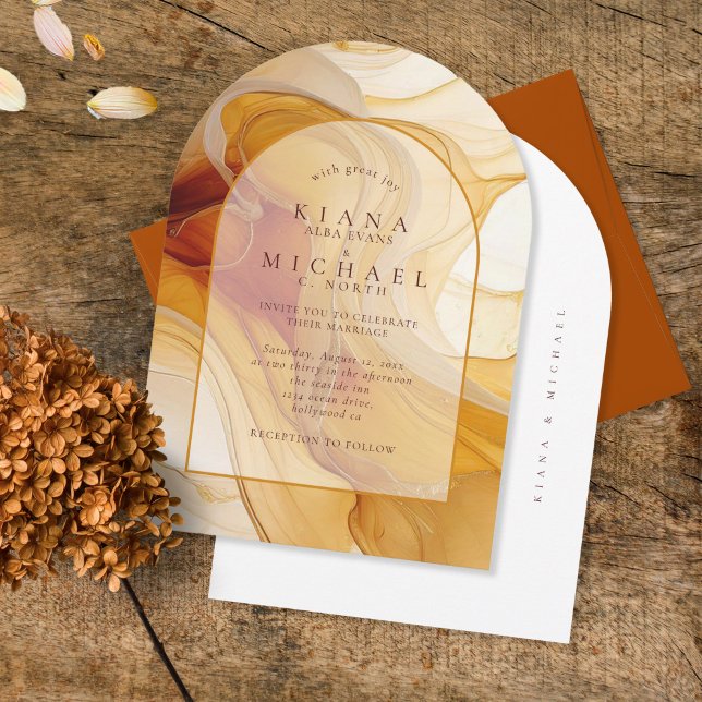 Amber Brandy Abstract Ink Wedding Arch ID1089 Invitation (Creator Uploaded)