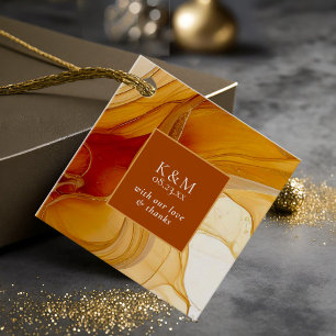 Amber Brandy Abstract Ink Wedding ID1089 Favour Tags