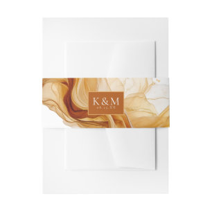 Amber Brandy Abstract Ink Wedding ID1089 Invitation Belly Band