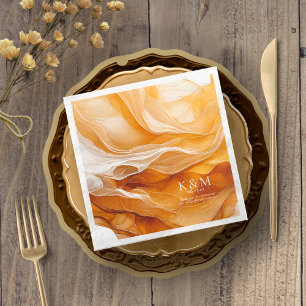 Amber Brandy Abstract Ink Wedding ID1089 Napkin