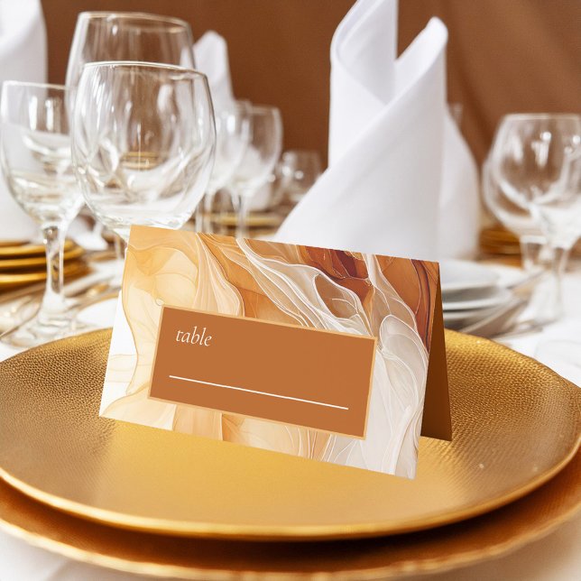 Amber Brandy Abstract Ink Wedding ID1089 Place Card (Creator Uploaded)