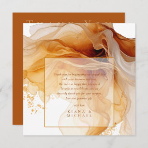 Amber Brandy Abstract Ink Wedding ID1089 Thank You Card