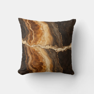 Amber Brown Mineral Vein Abstract Cushion