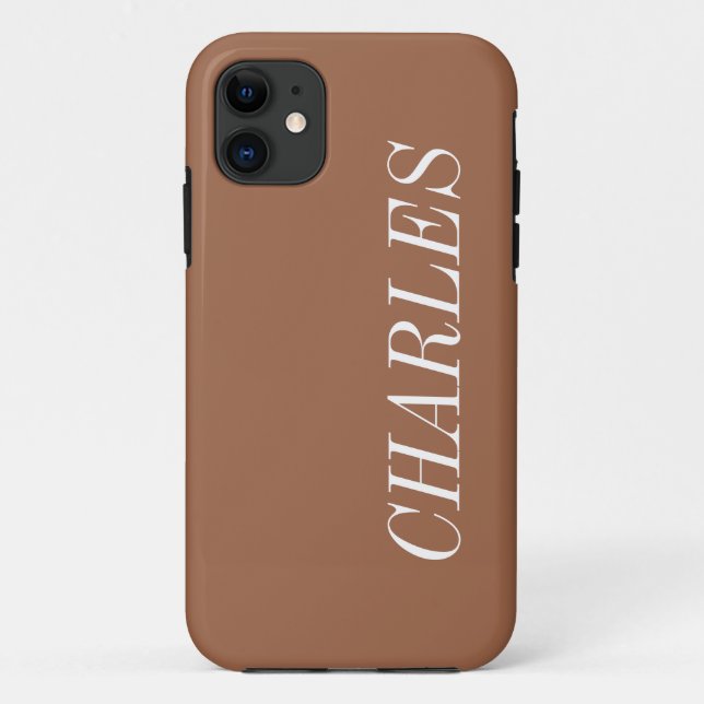 Amber Brown Solid Colour | Minimalist Name Case-Mate iPhone Case (Back)