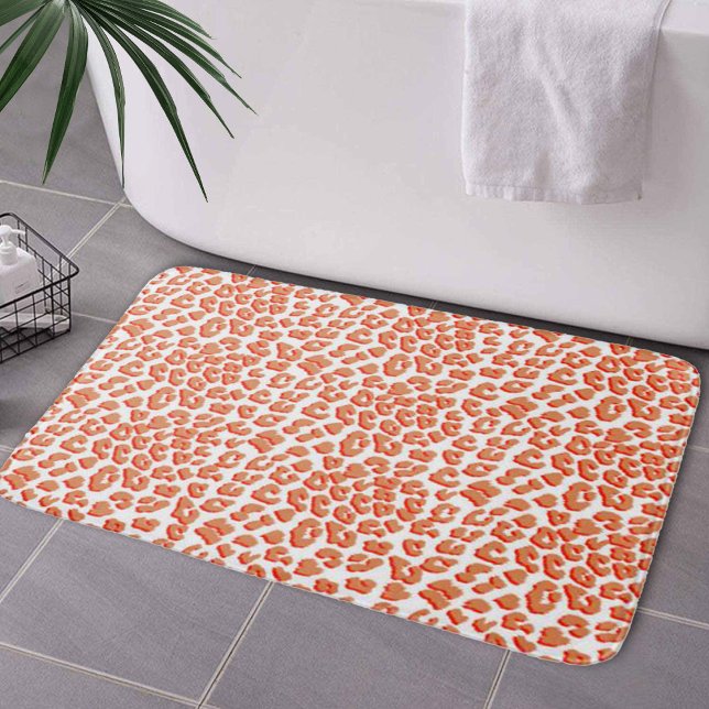 Amber Colour and White Leopard Print Bath Mat (Amber Color and White Leopard Print Bath Mat by Looly Elzayat
)