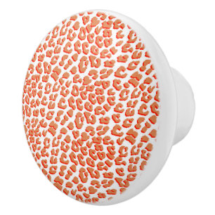 Amber Colour and White Leopard Print Ceramic Knob