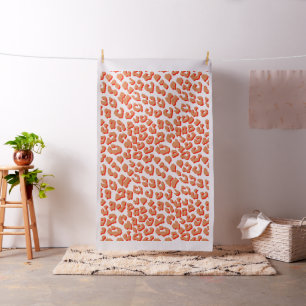 Amber Colour and White Leopard Print Fabric