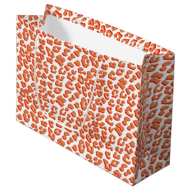 Amber Colour and White Leopard Print Large Gift Bag (Front Angled)