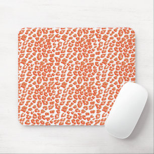 Amber Colour and White Leopard Print Mouse Pad