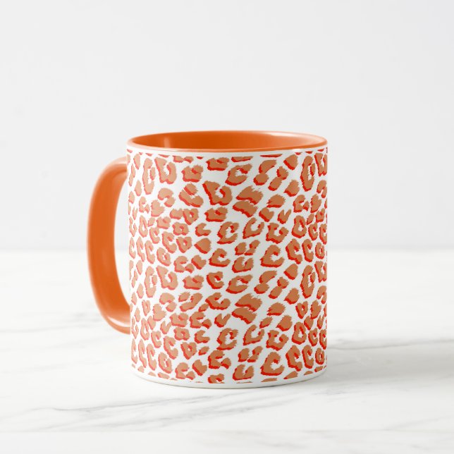 Amber Colour and White Leopard Print Mug (Front Left)