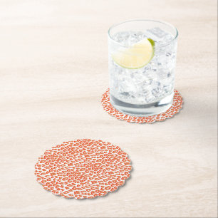 Amber Colour and White Leopard Print Paper Coaster