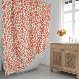 Amber Colour and White Leopard Print Shower Curtain