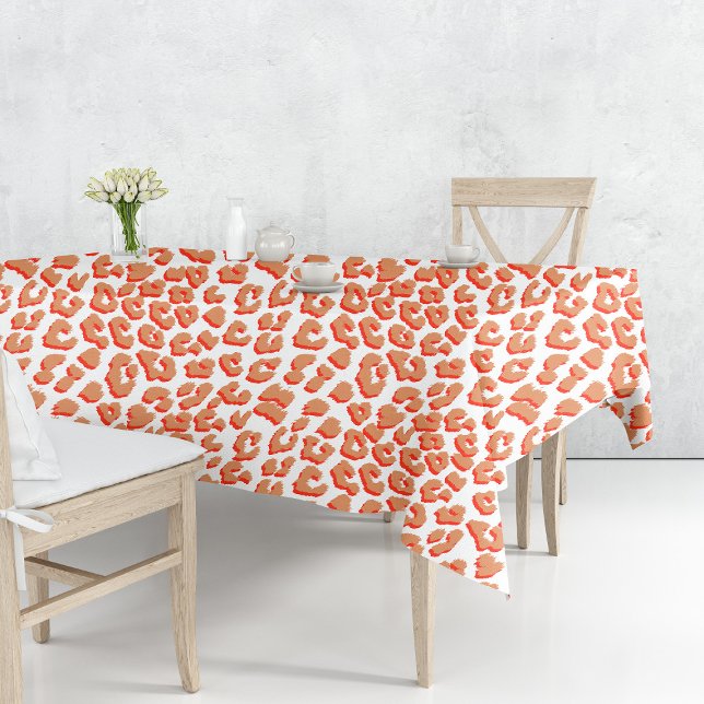 Amber Colour and White Leopard Print Tablecloth (Amber Color and White Leopard Print Tablecloth by Looly Elzayat
)