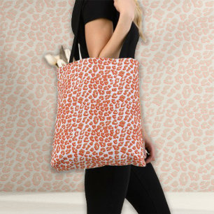Amber Colour and White Leopard Print Tote Bag