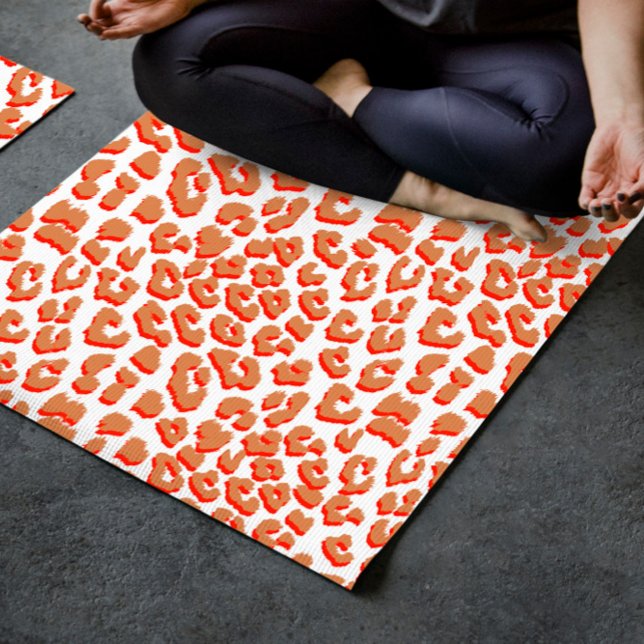 Amber Colour and White Leopard Print Yoga Mat (Creator Uploaded)