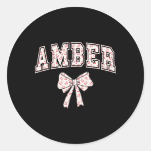 Amber Coquette Bow Shirt Women Ribbon Mother's Day Classic Round Sticker