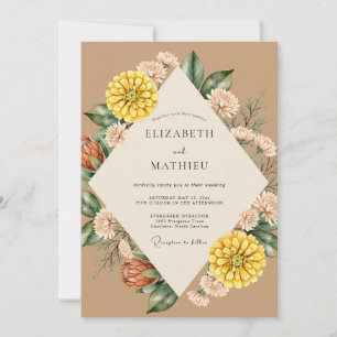 Amber Dahlia Watercolor Wedding Invitation