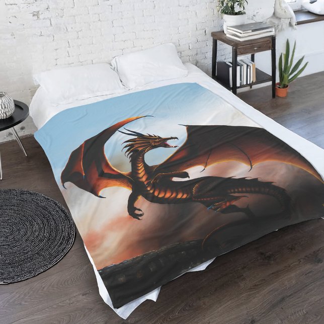Amber Dragon Fantasy Fleece Blanket (Creator Uploaded)